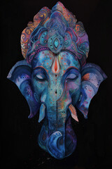 Wall Mural - Watercolor Portrait of Hindu God Ganesha, Generative AI