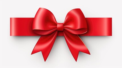 Wall Mural - Realistic red gift bow isolated on white background.