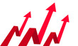 The red arrows of the business and the graph increase, indicating the profit of the economic graph.Drawing on a white background.