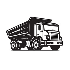 Dump truck in cartoon, doodle style . Image for t shirt. Isolated 2d vector illustration in logo, icon, sketch style, Eps 10, black and white. AI Generative