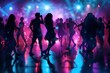 © Jelena - Silhouettes dancing Vibrant dance floor. people enjoying music Lively party atmosphere