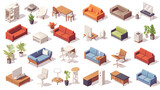 Fototapeta  - Furniture Tileset for Game