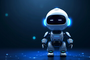 a white robot with blue lights