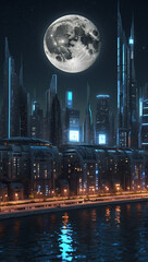 Wall Mural - city skyline at night