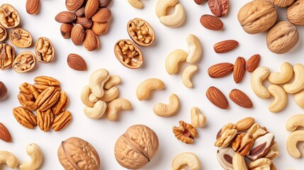 Wall Mural - Different Types of Nuts on the Table.