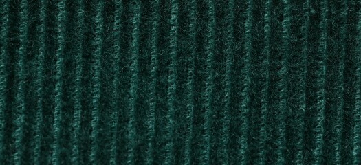 Wall Mural - Texture of soft dark green knitted fabric as background, top view