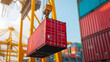 A closeup of a shipping container being lifted by a crane ready to be loaded onto a cargo ship signifying the crucial role of ports in connecting the different modes of transportation