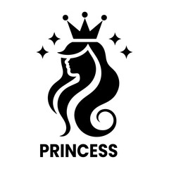 Canvas Print - minimal princes brand logo concept, clipart, symbol, black color silhouette