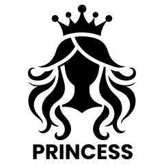 Canvas Print - minimal princes brand logo concept, clipart, symbol, black color silhouette