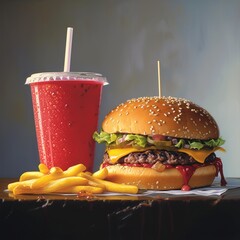 Fast food: burger and fries