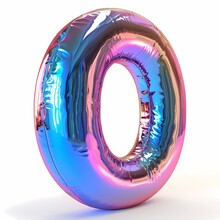 Isolated Pop Up Balloon In Letter O Holographic Colored Metallic 