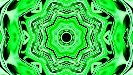 Poster - Abstract dynamic geometric tunnel, fractal element background. Design. Colorful star shaped kaleidoscope.