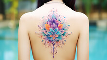 Flowers Illustration On A Woman's Back