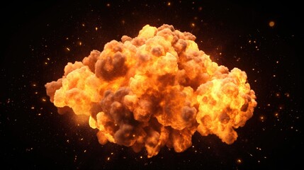 Wall Mural - Big explosion effect, realistic explosions boom, realistic fire explosion isolated black background 