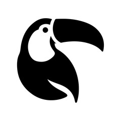 Poster - minimal toucan bird logo concept, clipart, symbol, black color silhouette