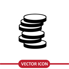 Poster -  Coins icon vector simple flat illustration on white background..eps