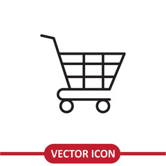 Poster -  Shopping cart icon simple flat illustration on white background..eps