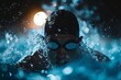 © Phichitpon - Triathlon fitness athlete in a gym wave pool. swimming training .Generative AI.