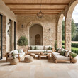 Tranquil Minimalism - Professional close-up photo of a minimalist patio with organic elements and subdued tones Gen AI