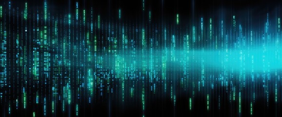 Poster - Abstract binary background for hackathon and other digital events. Fallen zero numbers with matrix effect on futuristic background. Vector wallpaper template.