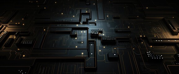 Poster - black wide technology background . dark industrial wallpaper .