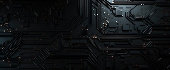 Poster - Black wide technology background . Dark industrial wallpaper .