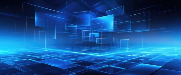 Poster - Blue business technology quadrilateral background