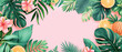 Vibrant and exotic, tropical fruits and leaves banner, stunning array of tropical fruits and foliage. Perfect for adding a touch of paradise to your visual presentations. AI Generated