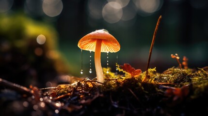 Poster - Macro photo of a single mushroom