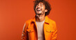 Orange Euphoria Cheerful Man with Infectious Laughter