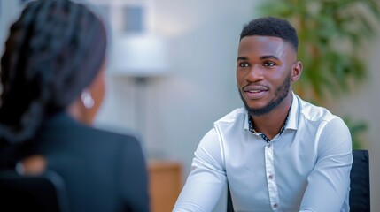 African american doing job interview