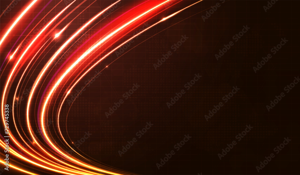 Red light streak, fiber optic, speed line, futuristic background for 5g ...
