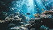 Aquatic Serenity: Coral Reef with Sunbeams