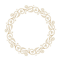 Wall Mural - vector round floral frame with ivy leaves decoration. vintage style ivy stems wreath.