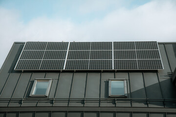 solar panels on rooftop modern village