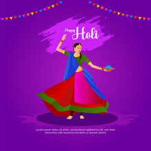 In A Vibrant Celebration Of Holi, Women Joyfully Dance While Adorned In Traditional Indian Attire    Expressing The Spirit Of Unity And Happiness That Defines The Holi Festival