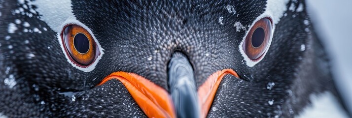 Wall Mural - Closeup of penguin eyes. Animal photograph made with generative AI