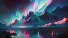 Abstract Beautiful Aurora Borealis Sky At North Of The Earth Background.