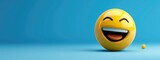 Fototapeta  -  Image of a yellow ball with Smiley face (smiley).On blue background.