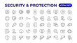 © artnazu - Safety, security, protection thin line icons. For website marketing design, logo, app, template, etc.Set of security shield icons,shield logotypes with a check mark, and padlock. Security symbols.