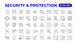 © artnazu - Safety, security, protection thin line icons. For website marketing design, logo, app, template, etc.Set of security shield icons,shield logotypes with a check mark, and padlock. Security symbols.