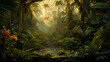 tropical forest in the morning 3d image,,
sunset in the forest