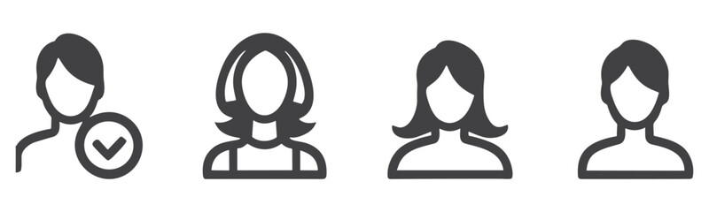 User symbol set line icon illustration