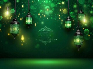 Arabic Islamic background with mandala shapes and lantern. Ai generated 