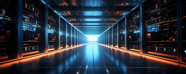 Wall Mural - Data server room background computer server cabinet background computer storage background data server cabinet background