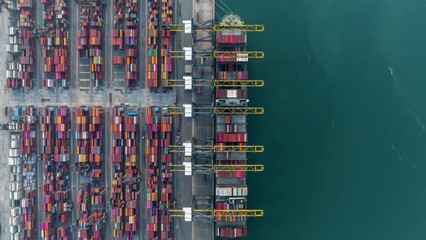 Canvas Print - Timelapse 4K container cargo ship maritime carrying container, Global business import export logistic freight shipping transportation international by container cargo ship, Container fright shipping.