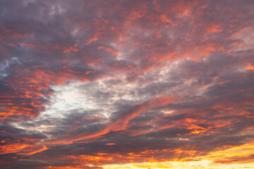 Wall Mural - Dramatic cloudy sunset or sunrise sky. Nature background.