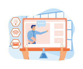 Poster - online education social media design for business. flat vector modern illustration