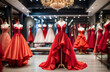 © Johan Wahyudi - Beautiful red dress for sale in luxury modern shop boutique