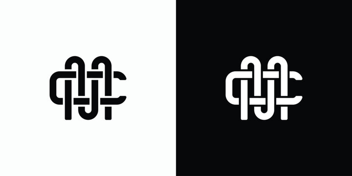 Vector logo design, abstract line illustration of rounded initials M C.